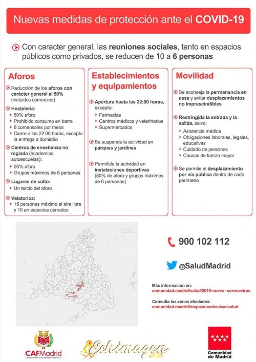 Cartel Nuevas Medidas Comunidad de Madrid